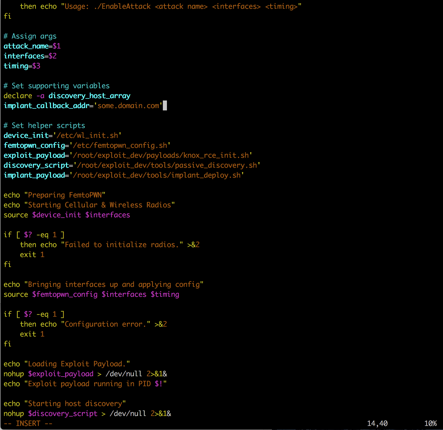 Original mock-up of the EnableAttack shell script (partial excerpt)